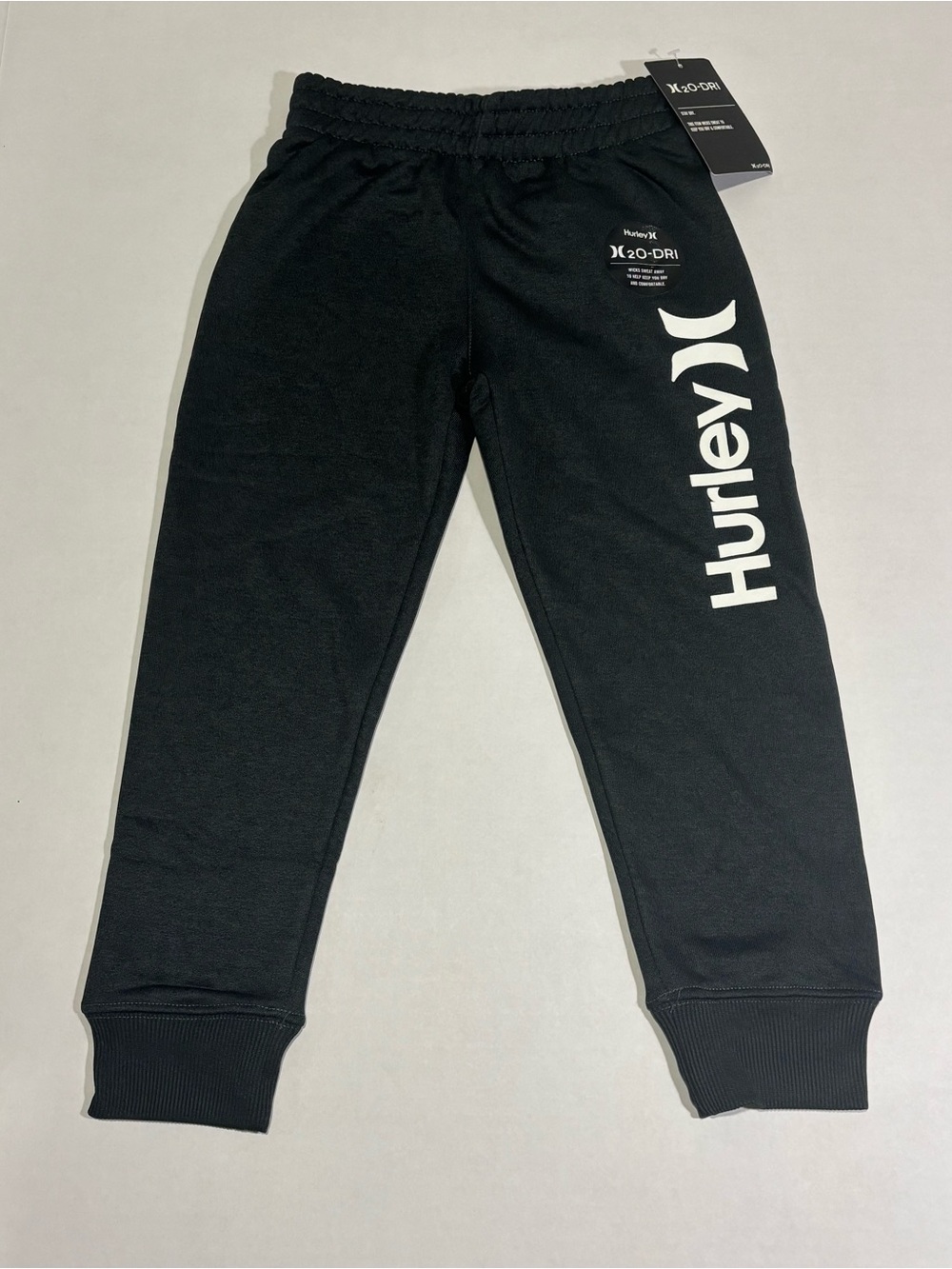 Hurley Boys Jogger Pants Size 5 Black Pull On Elastic Waist Logo Dri-FIT